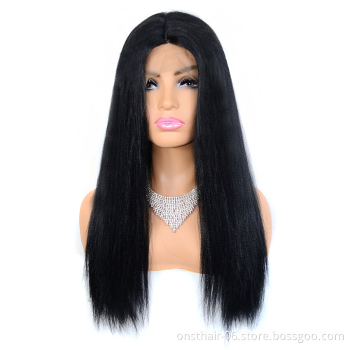 2020 New Production 23inch Synthetic Lace Front Wig Blonde Side Part Cosplay Wig Long Straight Hair Wig Natural for Women Short